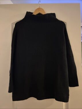 Free People Black Mock Neck Ottoman Tunic Sweater